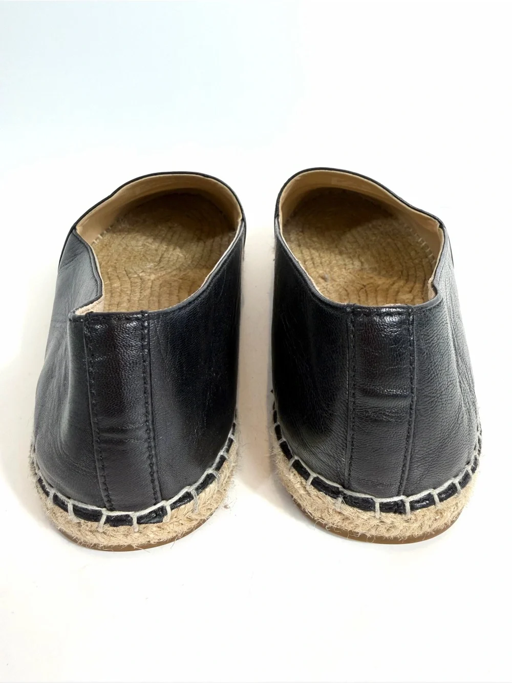 Coach Black Leather Signature Monogram Perforated Espadrille Flats Size 9